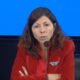 La Ministra de Economía Silvina Batakis, habla ante los periodistas acreditados en el Ministerio de Hacienda.