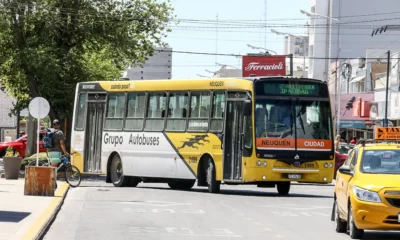 Un colectivo de la ciudad de neuquén maniobra sobre una de las principales avenidas de la ciudad.