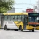 Un colectivo de la ciudad de neuquén maniobra sobre una de las principales avenidas de la ciudad.