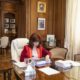 La vicepresidenta Cristina Kirchner, durante el alegato que brindó vía zoom, desde su despacho en la Cámara de Senadores.